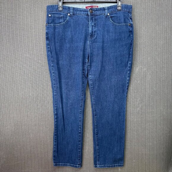 Izod Denim - Izod Matchstick Petite Womens Size 16P Blue Straight Leg Denim Jeans